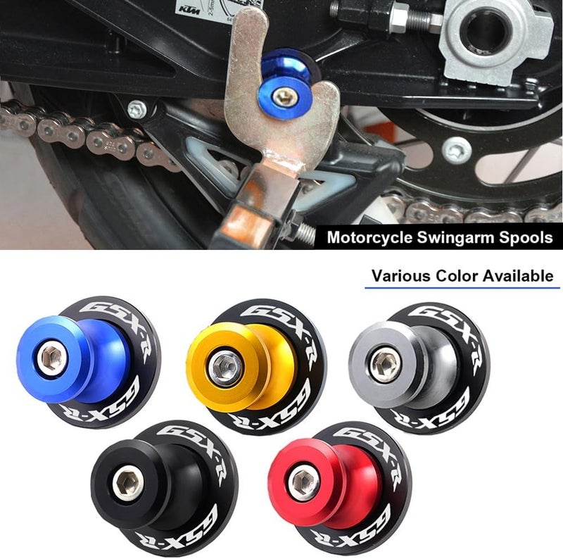 FREAXLL 2pcs M8*1.5 Motorcycle Swing Arm Sliders Spools 8mm for Suzuki GSXR 600 750 1992-2024 GSX-R 1000 2001-2024 GSXS 600 750 1000 GSX-8R GSX-8S 2023 -Blue - Image 2